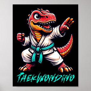 Funny Martial Arts Karate Taekwondo Dino Animal Poster