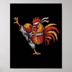 Funny Martial Arts Rooster Mma Kick Fighter Karate Poster