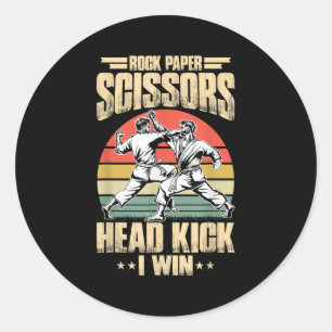Funny Martial Arts Shirt Rock Paper Scissors Head  Classic Round Sticker