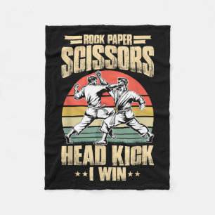 Funny Martial Arts Shirt Rock Paper Scissors Head  Fleece Blanket