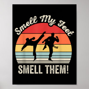 Funny Martial Arts Smell Feet Retro Sunset Graphic Poster