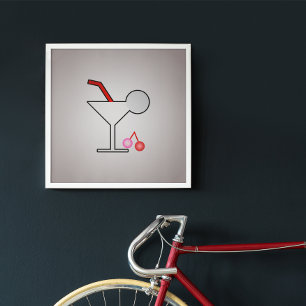 Funny Martini - Retro Cocktail with Cherry Twist Poster