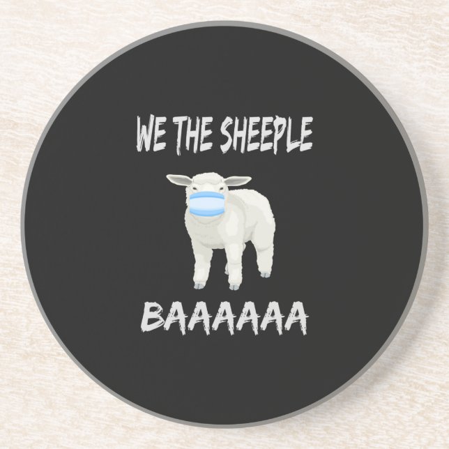 Funny mask sheep | sheeple wearing face mask coaster (Front)