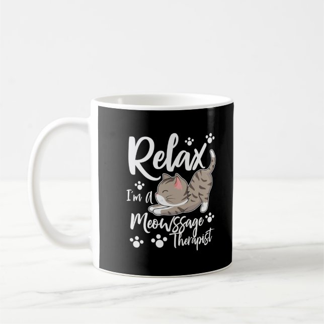 Funny Massage Therapist Cat Gift Coffee Mug (Left)