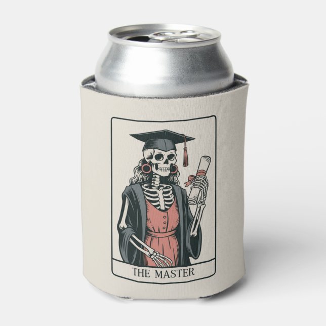 Funny Master Graduation Gift Skeleton Graduate  Can Cooler (Can Front)