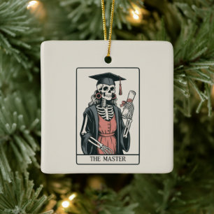 Funny Master Graduation Gift Skeleton Graduate  Ceramic Ornament