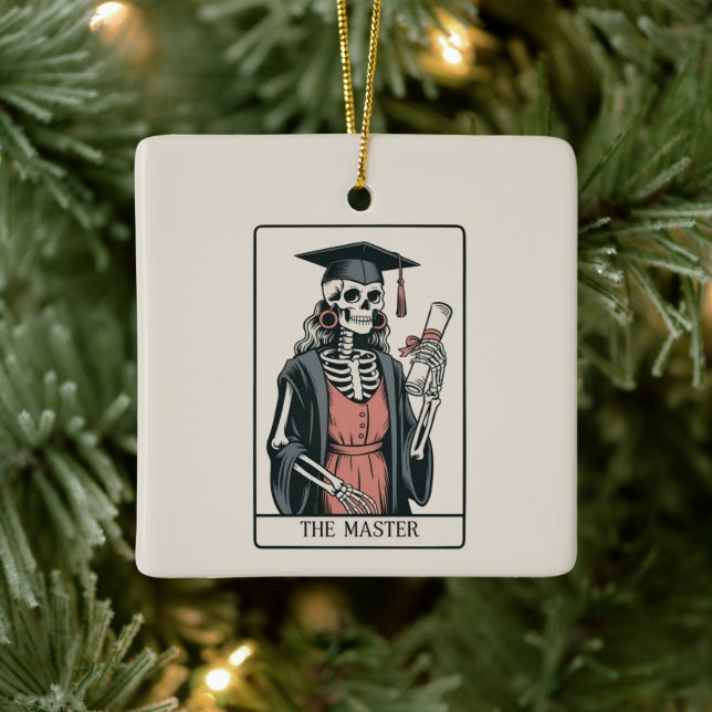 Funny Master Graduation Gift Skeleton Graduate  Ceramic Ornament (Tree)