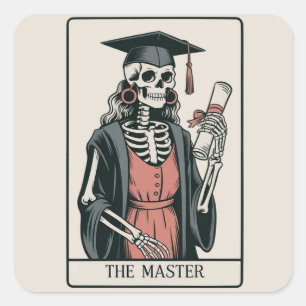 Funny Master Graduation Gift Skeleton Graduate  Square Sticker