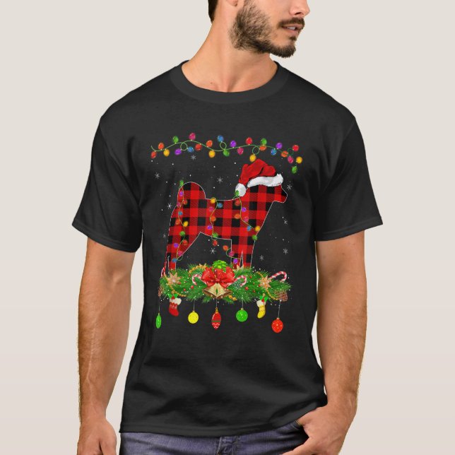 Funny Matching Buffalo Plaid Akita Inu Christmas P T-Shirt (Front)