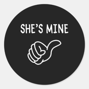 Funny Matching Couple Romantic Love Valentine Humo Classic Round Sticker