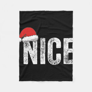 Funny Matching Couples Naughty Nice Christmas His Fleece Blanket