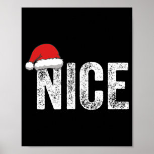 Funny Matching Couples Naughty Nice Christmas His  Poster