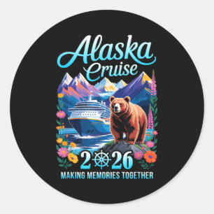 Funny matching family friends and group alaska classic round sticker