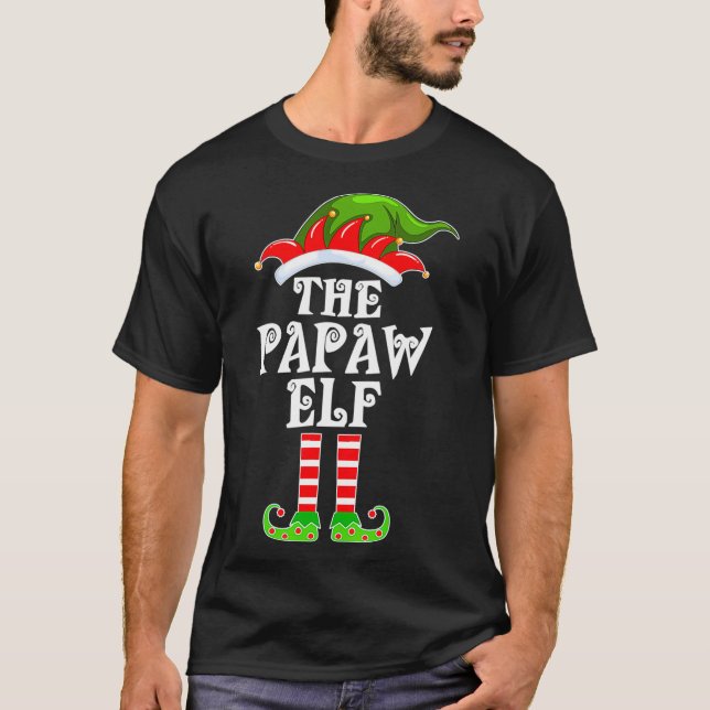 Funny Matching Family The Papaw Elf Christmas Cost T-Shirt (Front)
