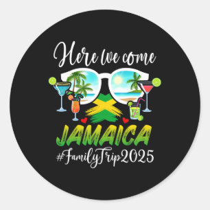Funny Matching Family Trip Jamaica 2025 Black V-ne Classic Round Sticker