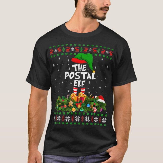 Funny Matching Family Ugly The Postal Elf Christma T-Shirt (Front)