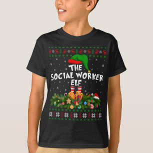 Funny Matching Family Ugly The Social Worker Elf C T-Shirt
