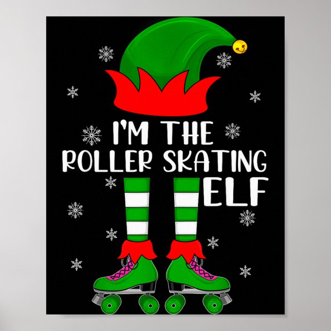 Funny Matching Group The Roller Skating Elf Christ Poster (Front)
