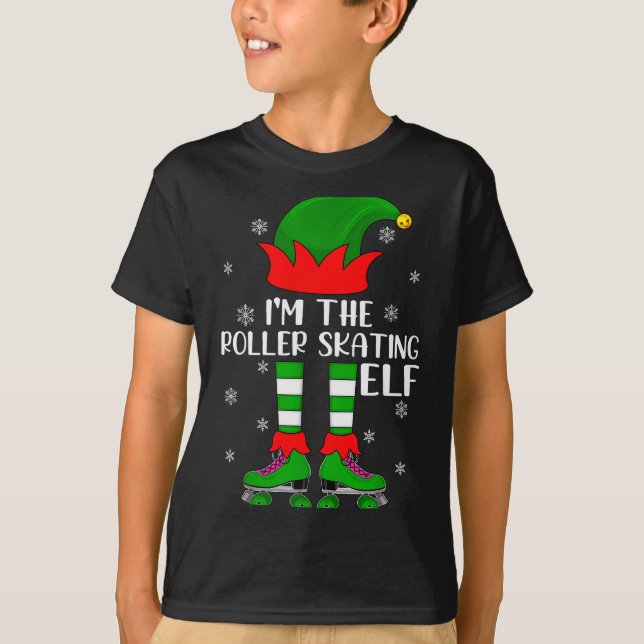 Funny Matching Group The Roller Skating Elf Christ T-Shirt (Front)