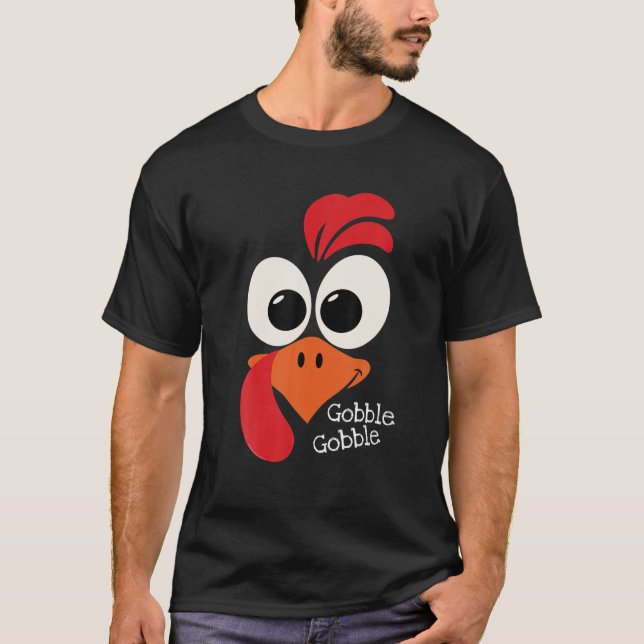 Funny Matching Thanksgiving for Couples Turkey Fac T-Shirt (Front)