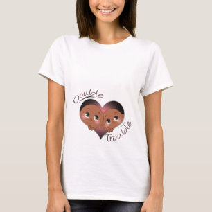 Funny Maternity - Twins Heart Double Trouble T-Shirt