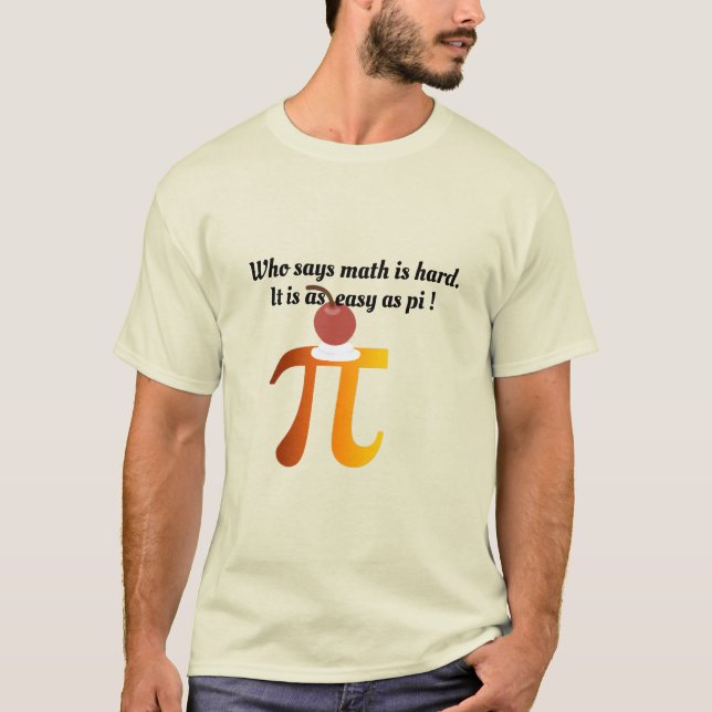 Funny Math Algebra Wiz, Pie Pun As Easy As Pi T-Shirt (Front)