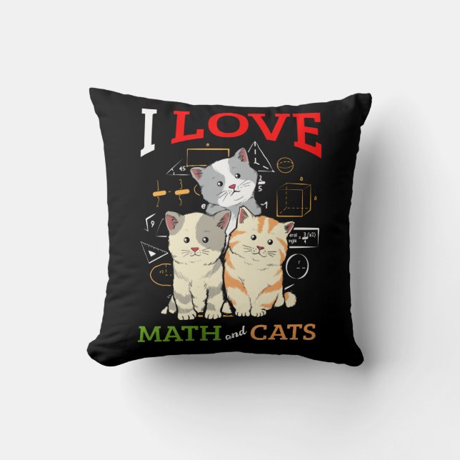 Funny Math and Cat Lover Animal Science Teacher Cushion (Front)