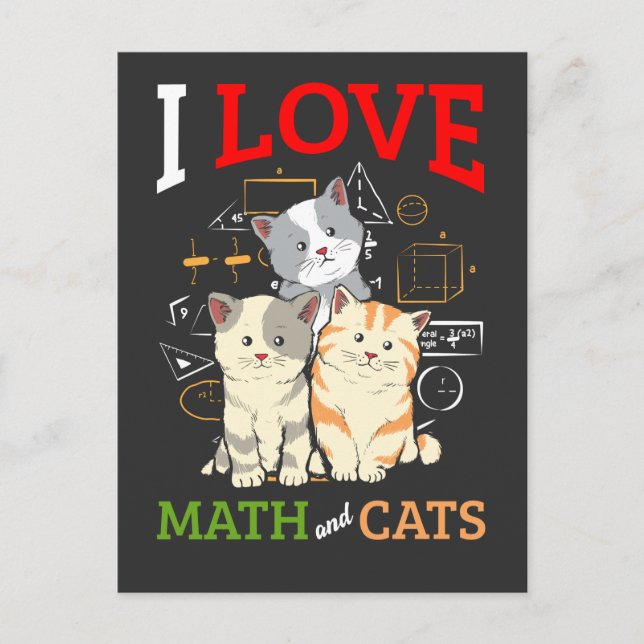 Funny Math and Cat Lover Animal Science Teacher Postcard (Front)