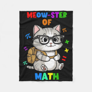 Funny Math Cat Tee – Meow-ster Of Math Back To Sch Fleece Blanket