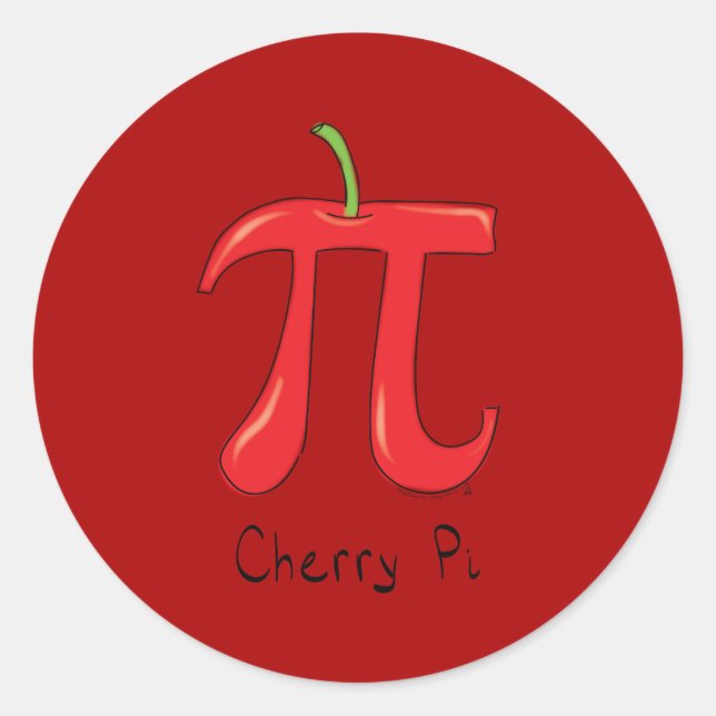 Funny Math Cherry Pi Symbol Classic Round Sticker (Front)