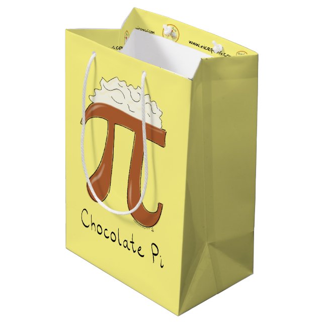 Funny Math Chocolate Pi Symbol Medium Gift Bag (Back Angled)