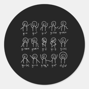 Funny Math Dances Happy Face Sketch Algebra Humour Classic Round Sticker