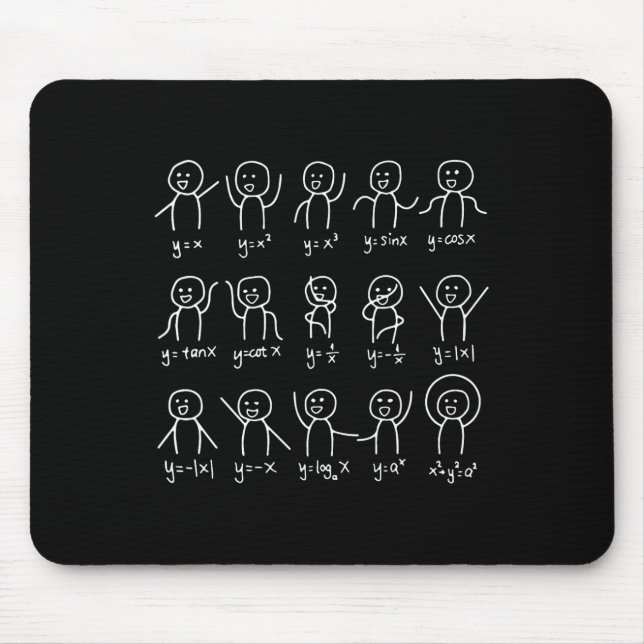Funny Math Dances Happy Face Sketch Algebra Humour Mouse Pad (Front)