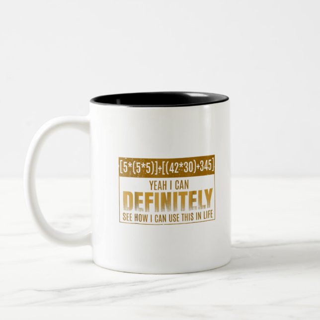 Funny Math Equation T-Shirt I Hate Math Puns Stude Two-Tone Coffee Mug (Left)