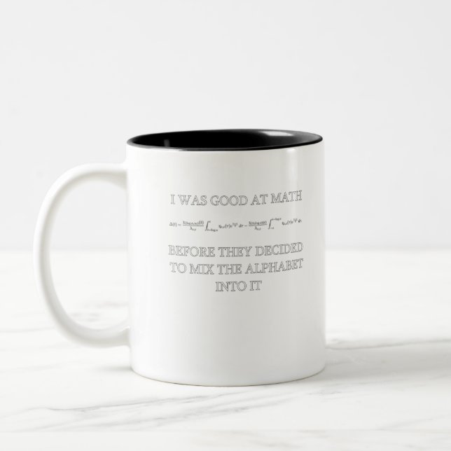 funny math formula joke Two-Tone coffee mug (Left)