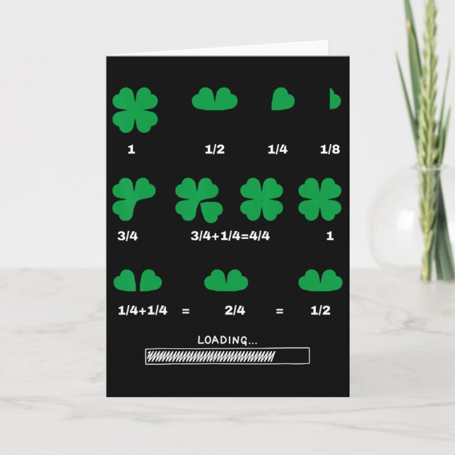 Funny Math Fraction Four Leaf Clover Teacher St Pa Card (Front)