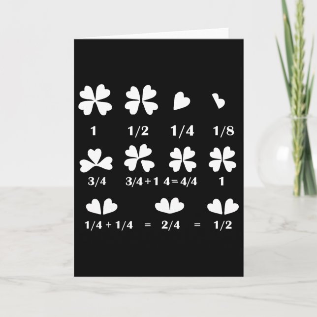 Funny Math Fraction Four Leaf Clover Teacher St Pa Card (Front)