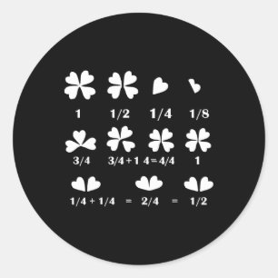 Funny Math Fraction Four Leaf Clover Teacher St Pa Classic Round Sticker