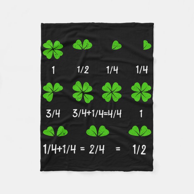 Funny Math Fraction Four Leaf Clover Teacher St Pa Fleece Blanket (Front)