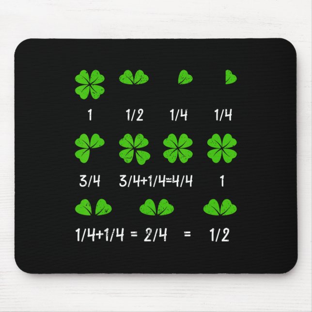 Funny Math Fraction Four Leaf Clover Teacher St Pa Mouse Pad (Front)