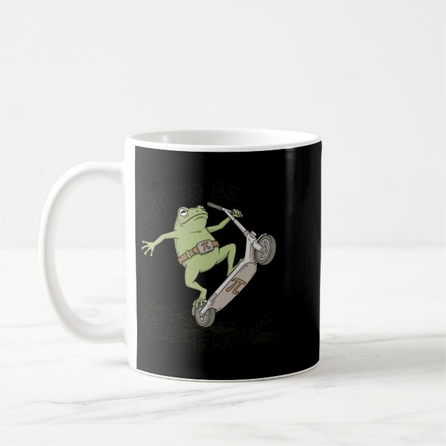 Funny Math Frog Pi Day Irrational Pun Scooter Coffee Mug (Left)