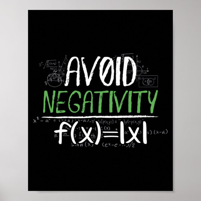 Funny Math Geek Avoid Negativity Positive Life Poster (Front)