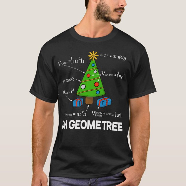 Funny Math Geometry Christmas Tree Pun Teacher T-Shirt (Front)