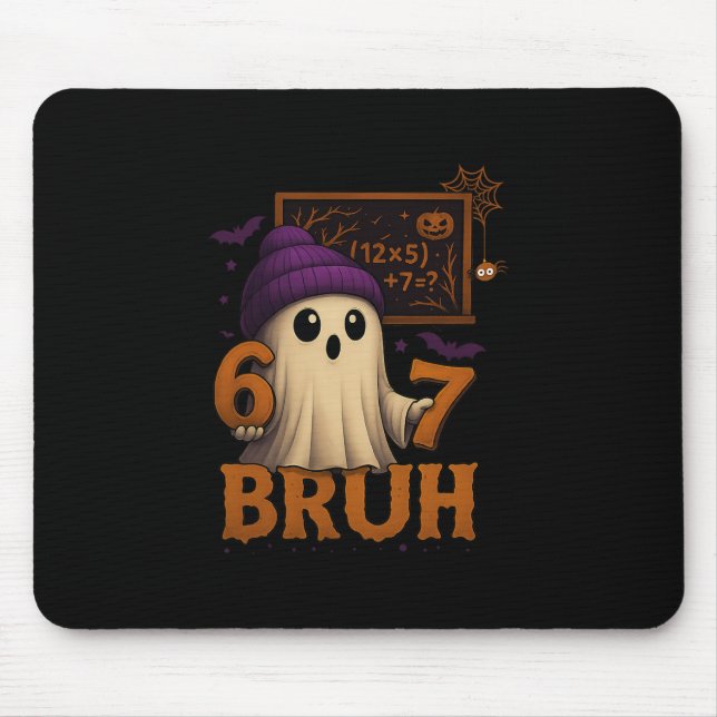 Funny Math Ghost 67 Bruh Halloween Meme Teacher Eq Mouse Pad (Front)