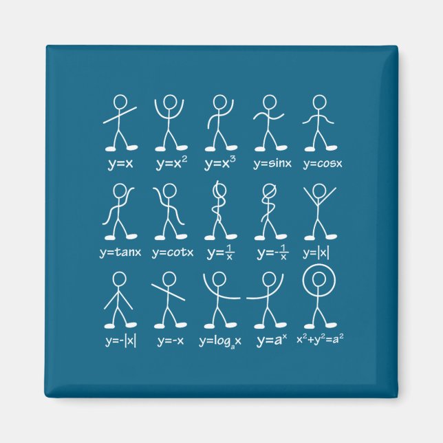 Funny Math Graph Stick Figures Algebra Calculus Hu Magnet (Front)