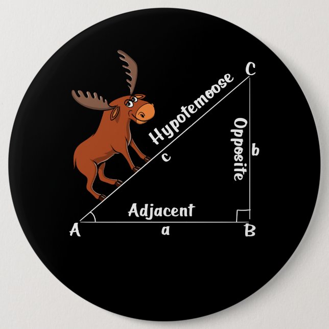 Funny Math Hypotemoose Geometry Moose Joke Pun 6 Cm Round Badge (Front)