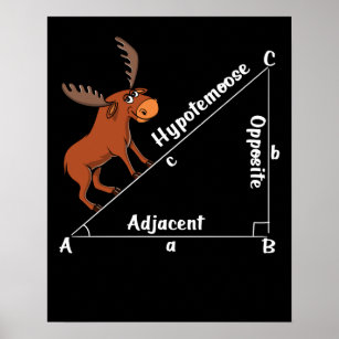 Funny Math Hypotemoose Geometry Moose Joke Pun Poster