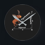 Funny Math Hypotemoose Geometry Moose Joke Pun Round Clock<br><div class="desc">Funny Math Hypotemoose Geometry Moose Joke Pun design for mathematics lovers.</div>