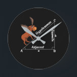 Funny Math Hypotemoose Geometry Moose Joke Pun Round Clock<br><div class="desc">Funny Math Hypotemoose Geometry Moose Joke Pun design for mathematics lovers.</div>