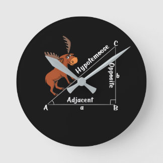 Funny Math Hypotemoose Geometry Moose Joke Pun Round Clock